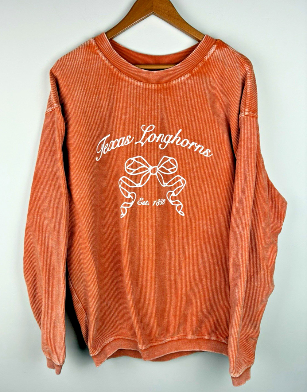 Chicka-D Texas Longhorns Sweatshirt Womens S Burnt Orange Bow Coquette Game Day